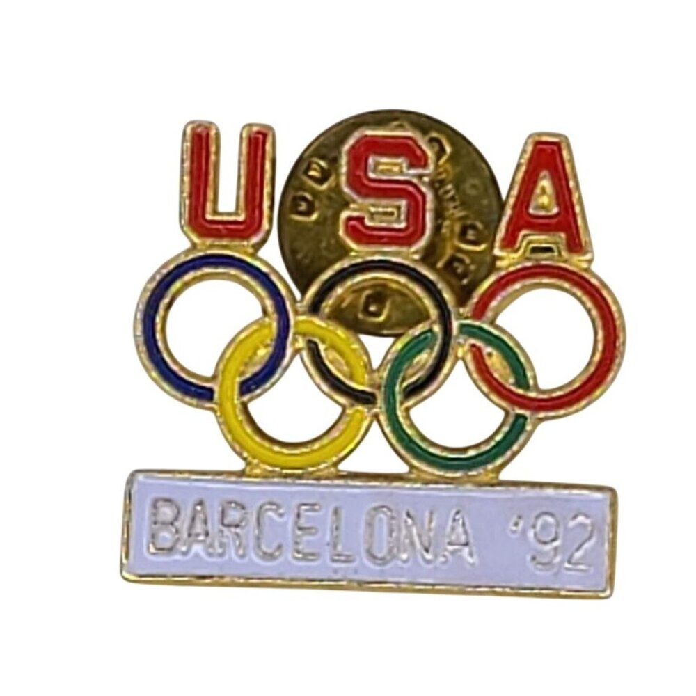 Vintage 1992 Barcelona 92 Olympic Games USA Dream Team Lapel Pin Enamel Spain